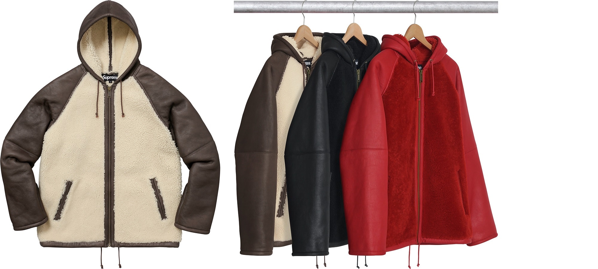 supreme reversed shearling hooded jacket