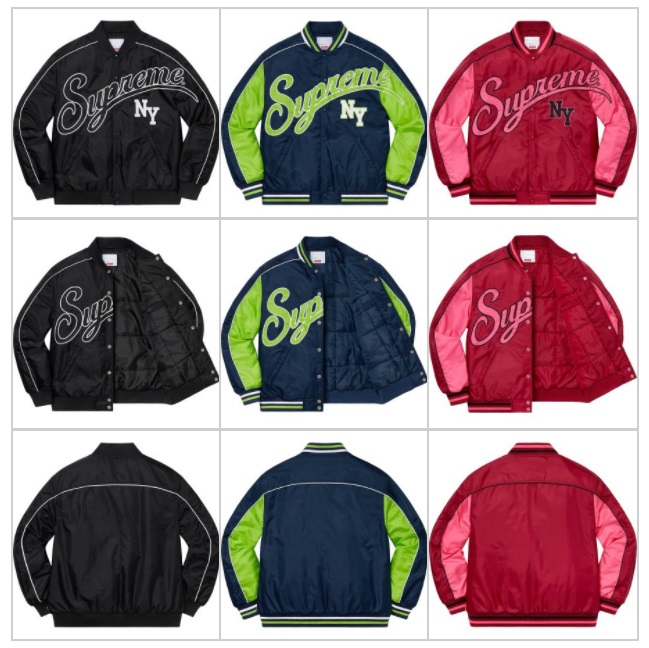 supreme contrast script varsity jacket