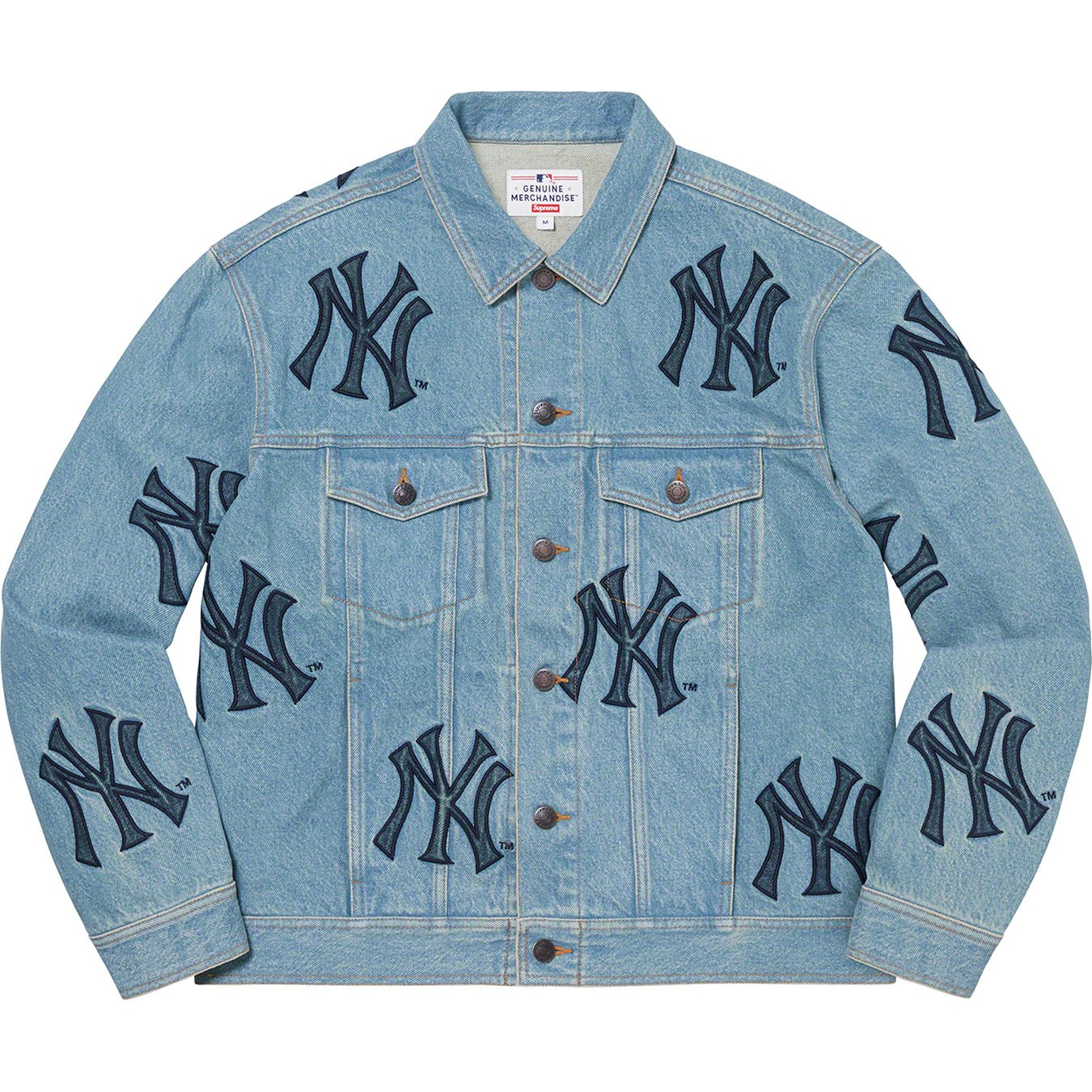 SUPREME シュプリーム 21AW ×New York Yankees Denim Trucker Jacket デニムトラッカージャケット インディゴブルー