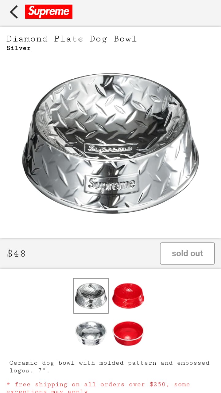 supreme 23SS Diamond Plate Dog Bowl - 小物入れ