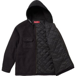 Supreme Fleece Zip Up Hooded Shirt Black